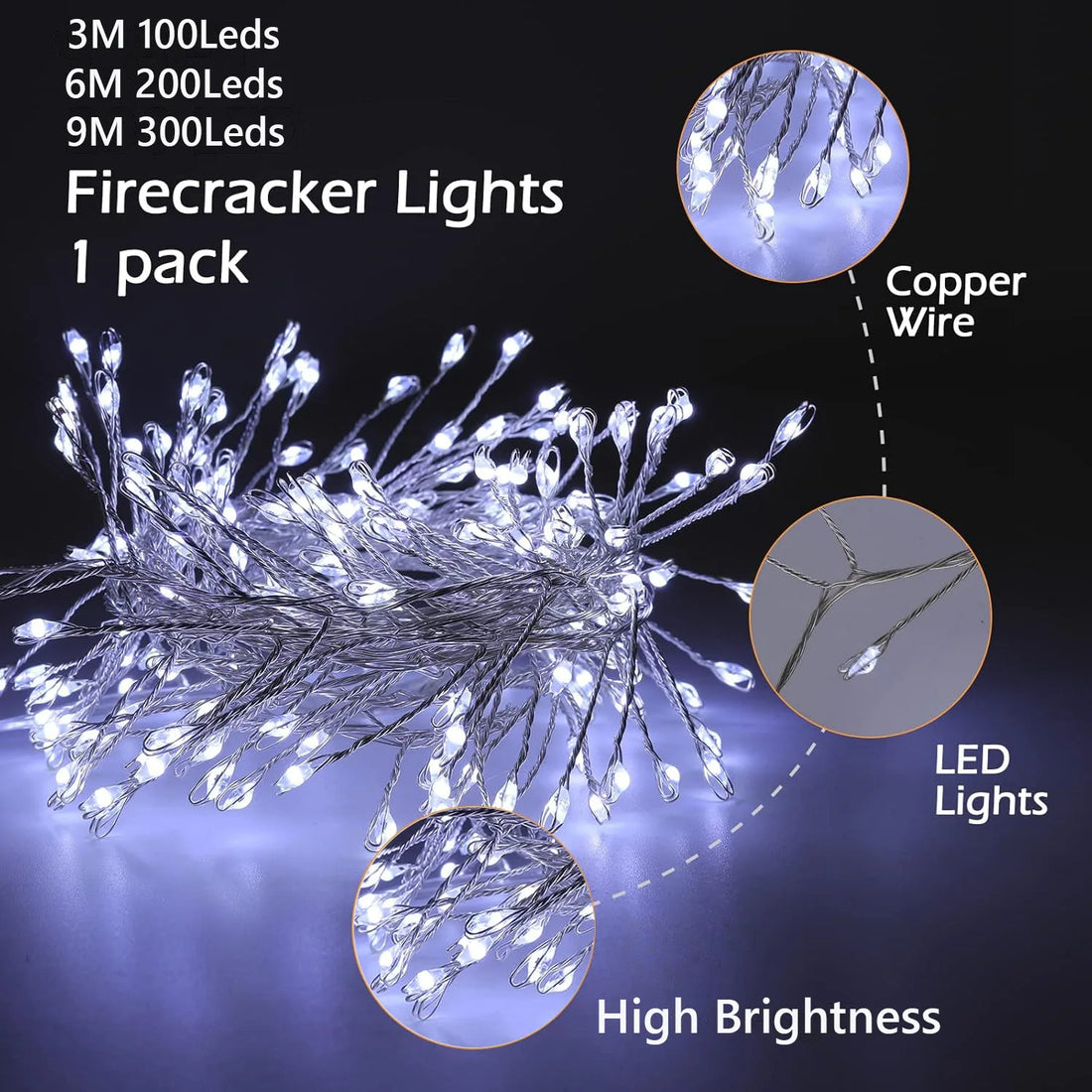 LED Firecracker String Lights – USB Powered Fairy Lights with Remote Control