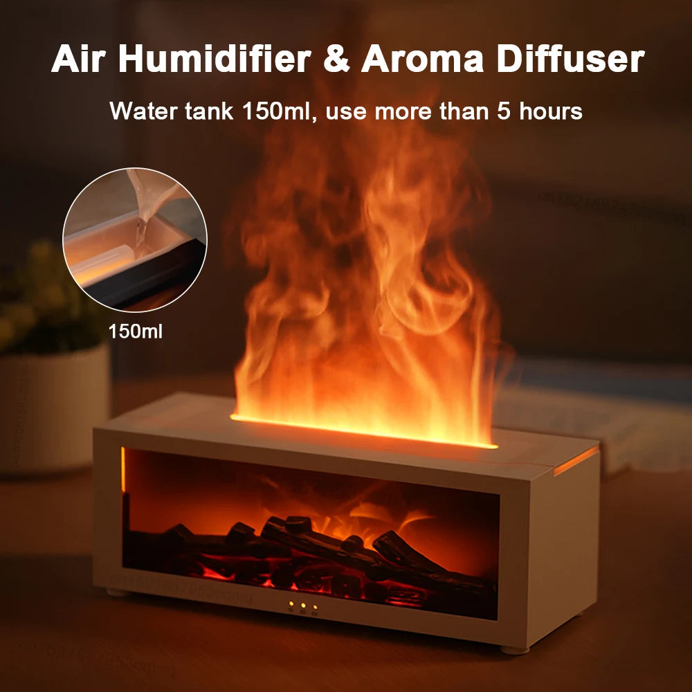 Flame Aroma Humidifier & Essential Oil Diffuser with RGB Light and Remote